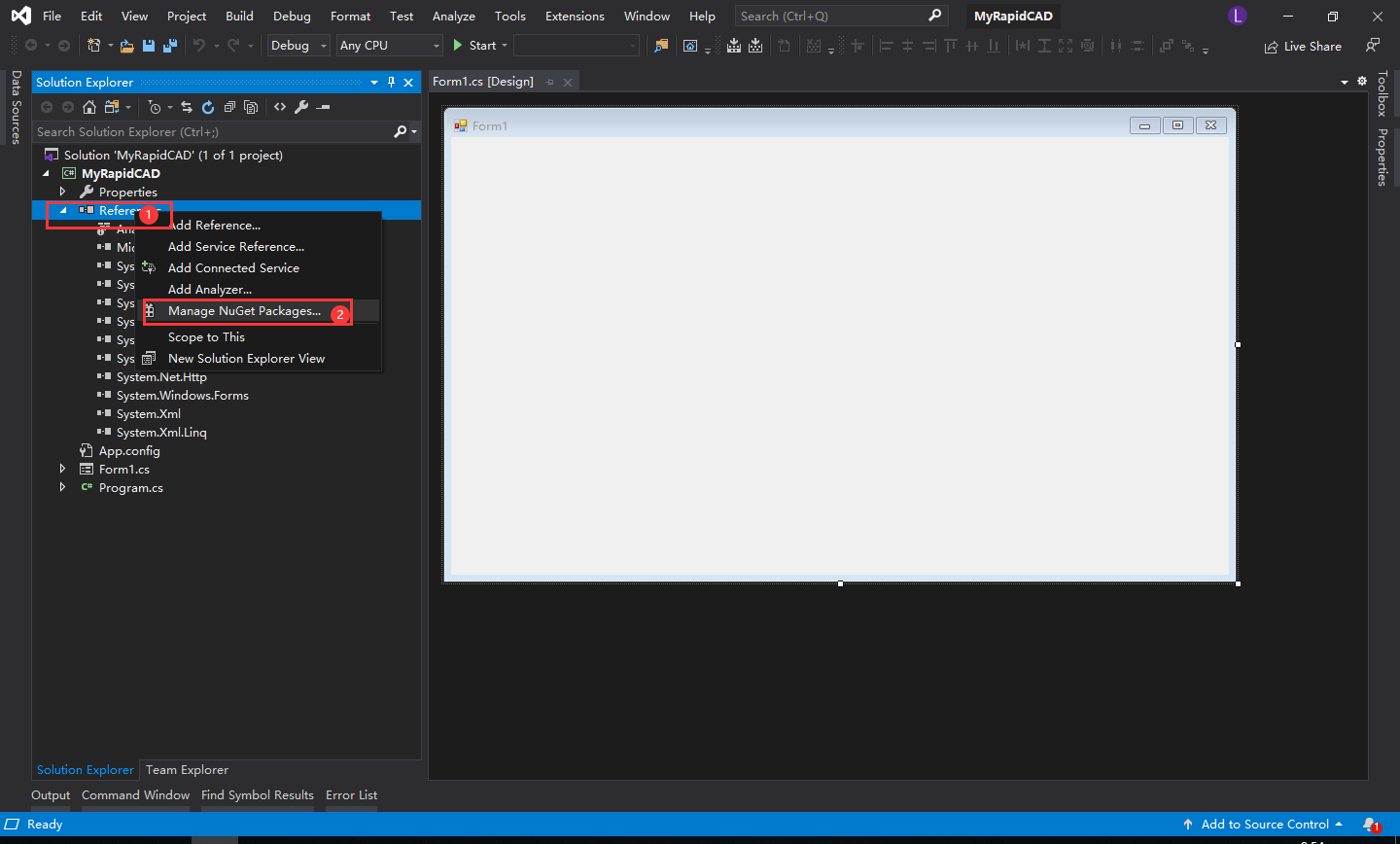 打开Nuget包管理器